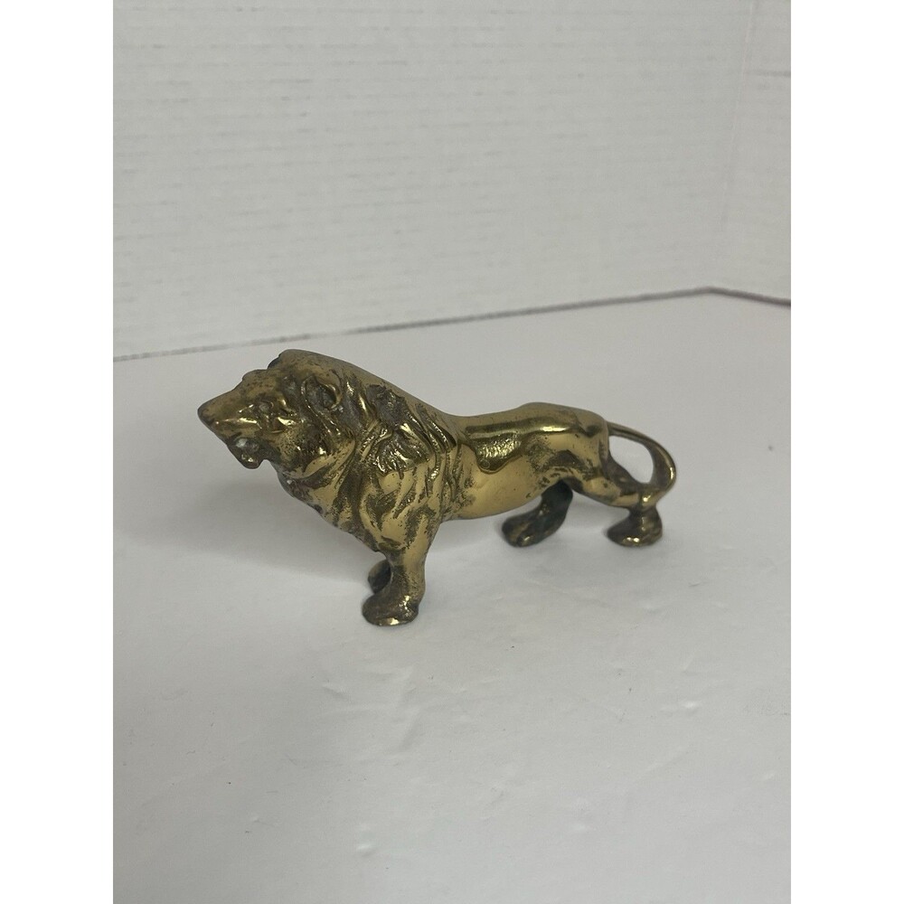 Gold Mini Lion Vintage Decor MCM 5" 6 Oz
